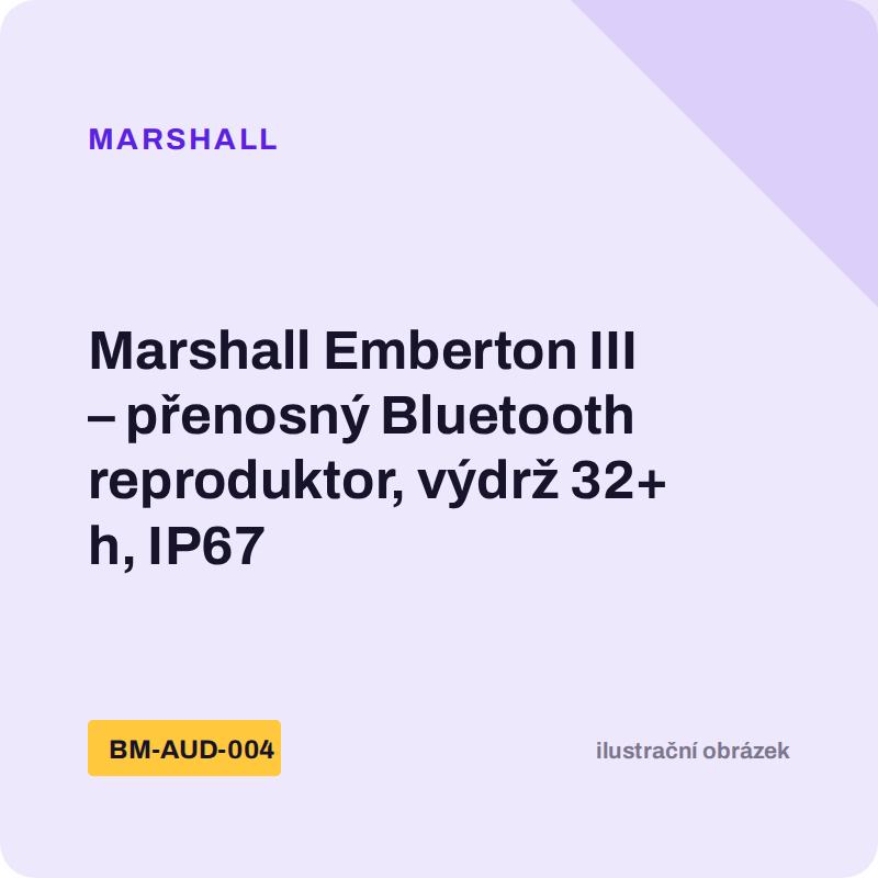 Marshall Emberton III – přenosný Bluetooth reproduktor, výdrž 32+ h, IP67