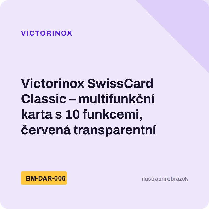 Victorinox SwissCard Classic – multifunkční karta s 10 funkcemi, červená transparentní
