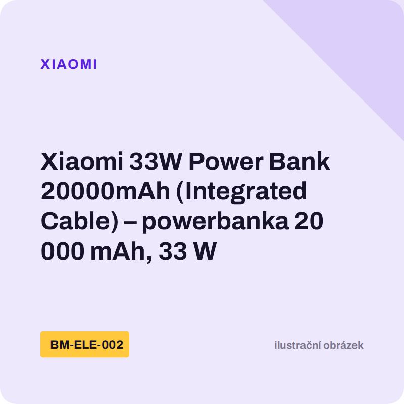 Xiaomi 33W Power Bank 20000mAh (Integrated Cable) – powerbanka 20 000 mAh, 33 W