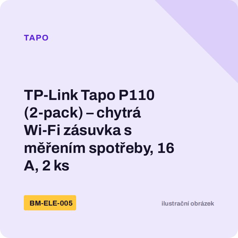 TP-Link Tapo P110 (2-pack) – chytrá Wi-Fi zásuvka s měřením spotřeby, 16 A, 2 ks