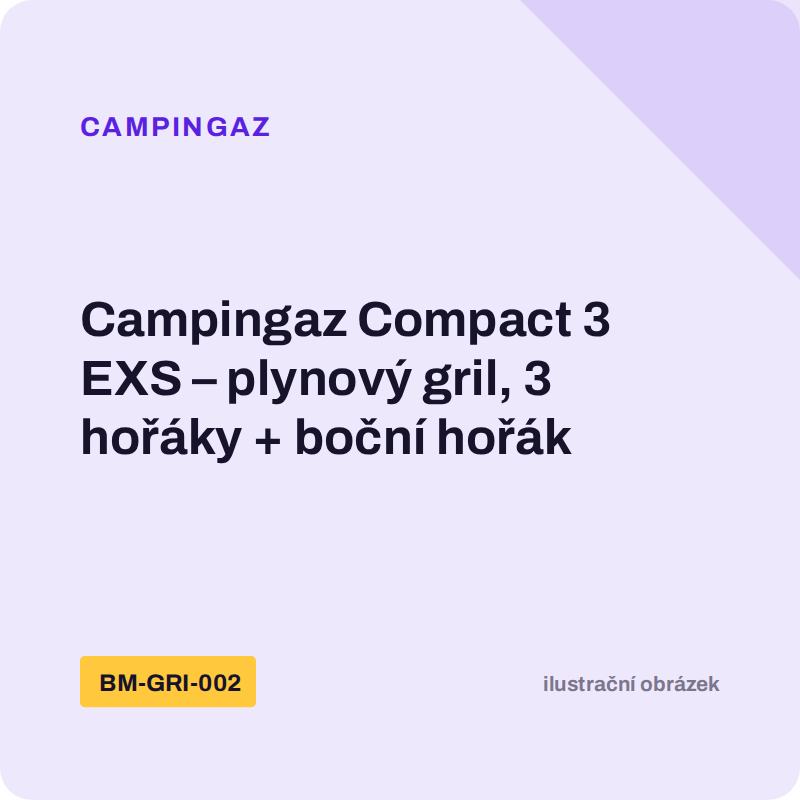 Campingaz Compact 3 EXS – plynový gril, 3 hořáky + boční hořák