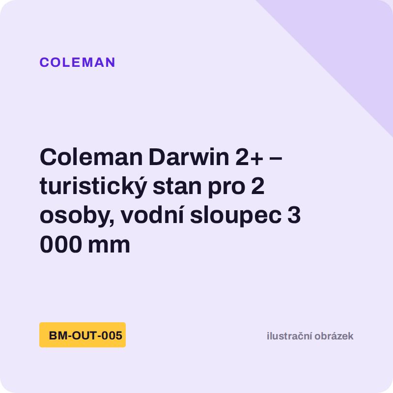 Coleman Darwin 2+ – turistický stan pro 2 osoby, vodní sloupec 3 000 mm