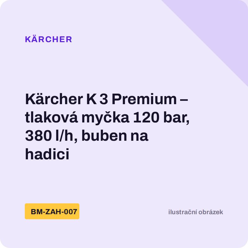Kärcher K 3 Premium – tlaková myčka 120 bar, 380 l/h, buben na hadici